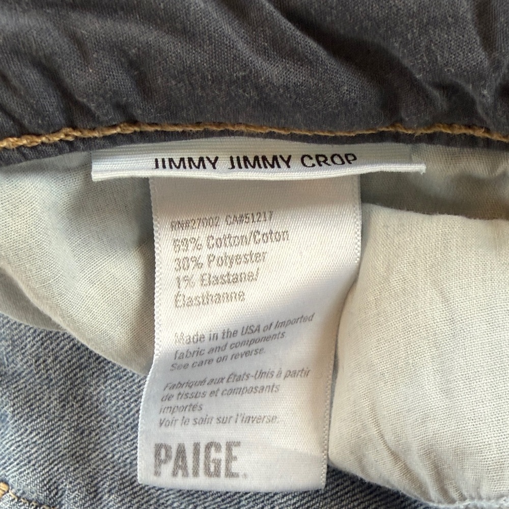 PAIGE Jimmy Jimmy Crop Light Blue Jeans. Size 25. Inseam‎ 27.5 - Picture 3 of 7